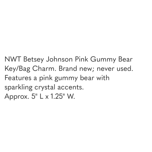 Betsey Johnson Pink Gummy Bear Key/Bag Charm - Picture 8 of 8